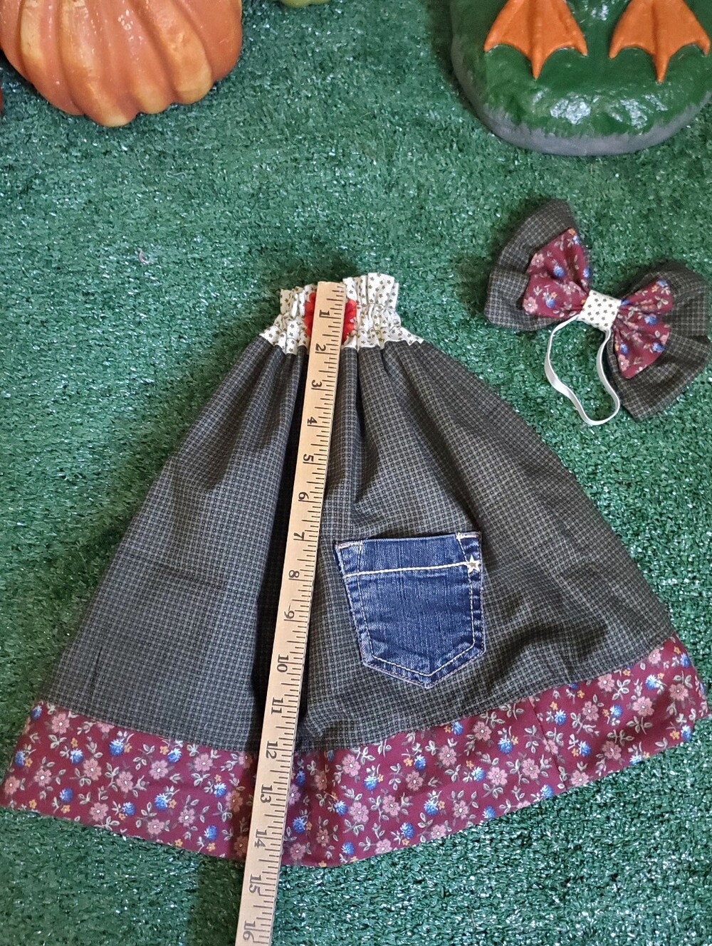 23" Porch Goose Fall Dress & Bow Set - Picture 10 of 10